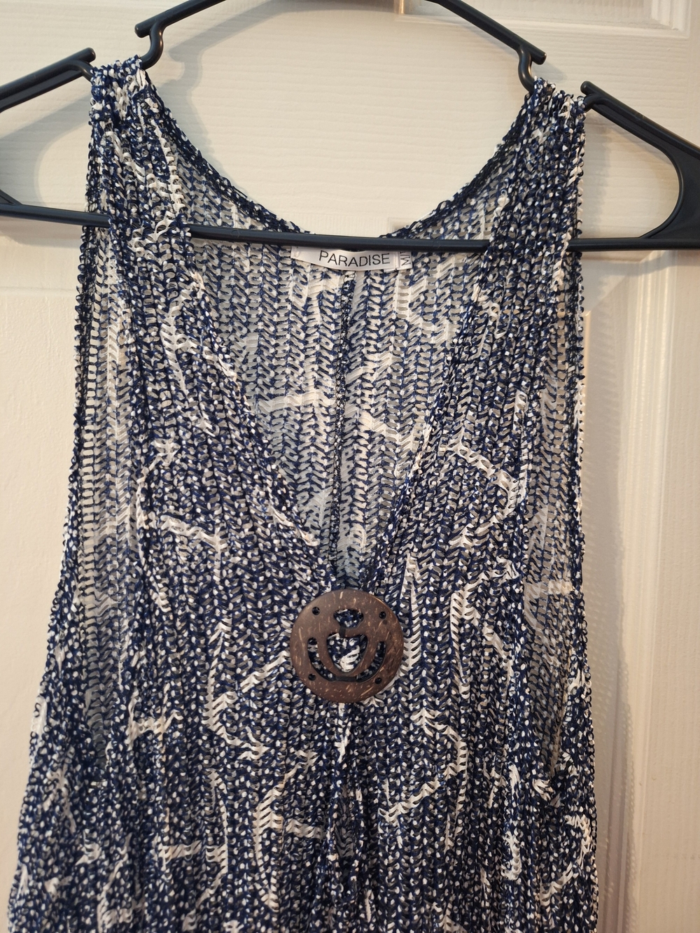 Paradise Navy Anchor Pattern Swim Cover Up Dress Size M/L - Picture 3 of 8